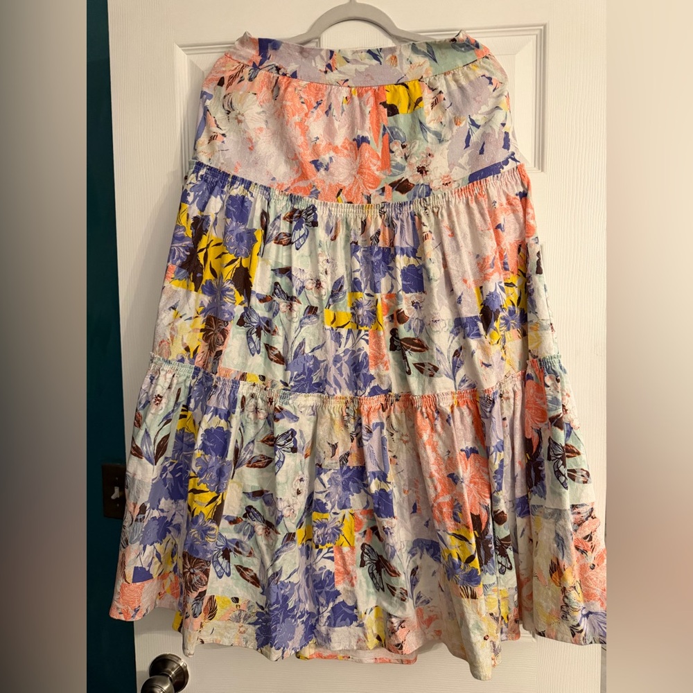 INC International Concepts Floral Tiered Maxi Skirt in Purple, Yellow & Coral